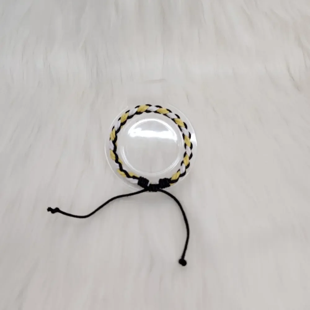 New Braided Surfer Bracelet Black White Yellow Rope Knotted Friendship Boho - Picture 2 of 2